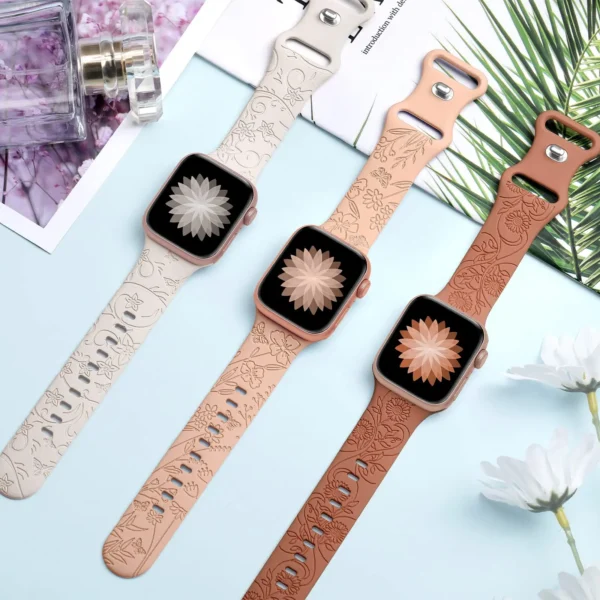 Floral Engraved Strap For Apple Watch - Image 3